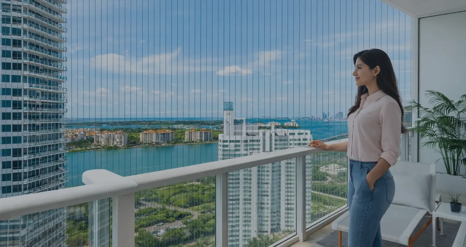 Invisible grill installation on balcony for child safety